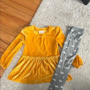 Cat & Jack Yellow long sleeved shirt with Gray Swan Leggings